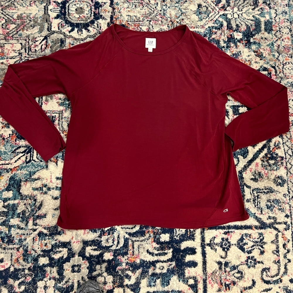 Maternity Breathe Long Sleeve T-Shirt- RED- size L - Picture 2 of 5